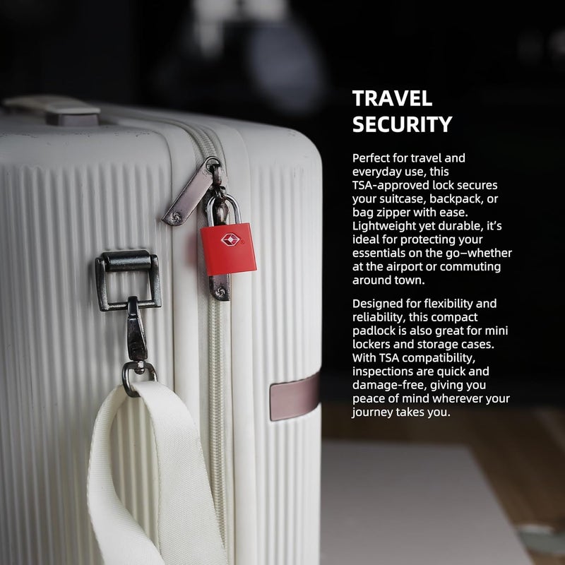 UP Security TSA Locks for Luggage with Key, Travel Luggage Locks TSA Approved 4 Pack, Small Padlock with Key, Same Keyed Mini Padlock for Suitcase, Backpack, Bag, Purse, Tent, Zipper, Tool Box (Red) - Image 5
